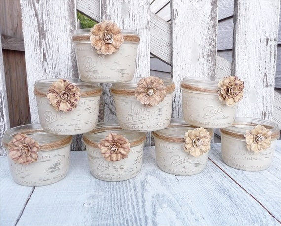 Shabby Chic Country Upcycled Candle Votive Holders, Centerpieces, Decor