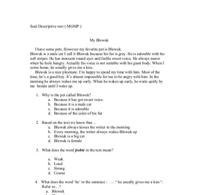 27 Contoh  Soal  Descriptive Text Kelas  11  Kumpulan  