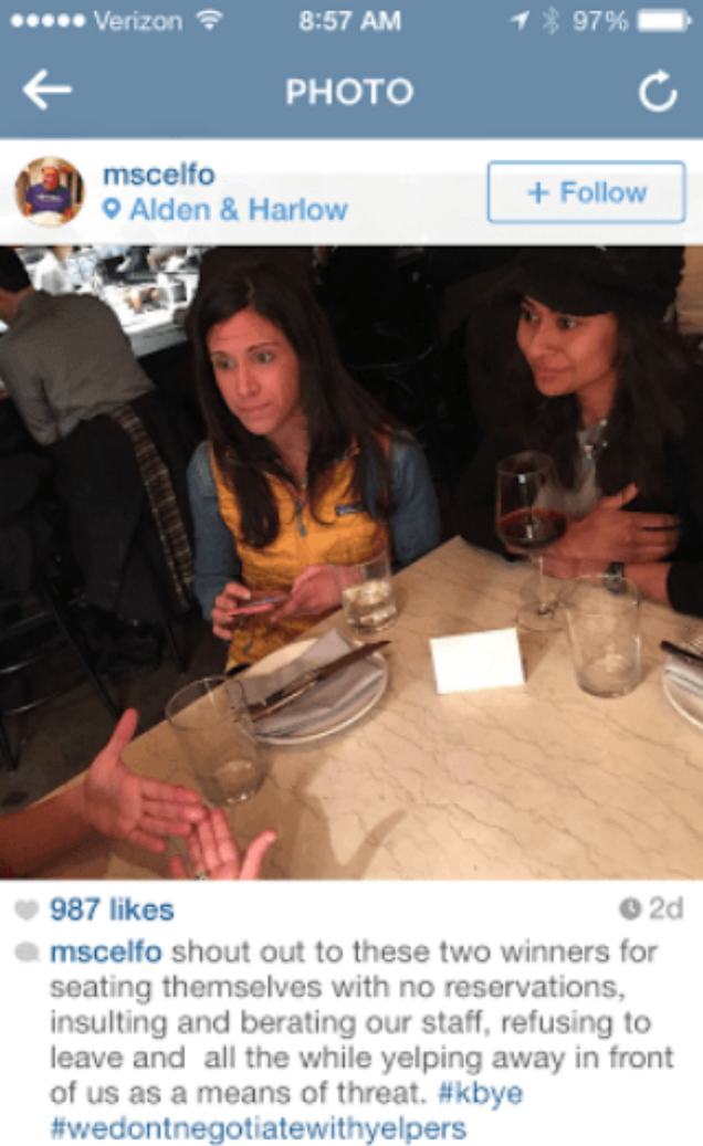 Boston Restaurant Publicly Shames Horrible Yelp-Threatening Customers