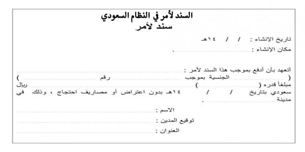 نموذج سند لأمر الغرفة التجارية mega watoni