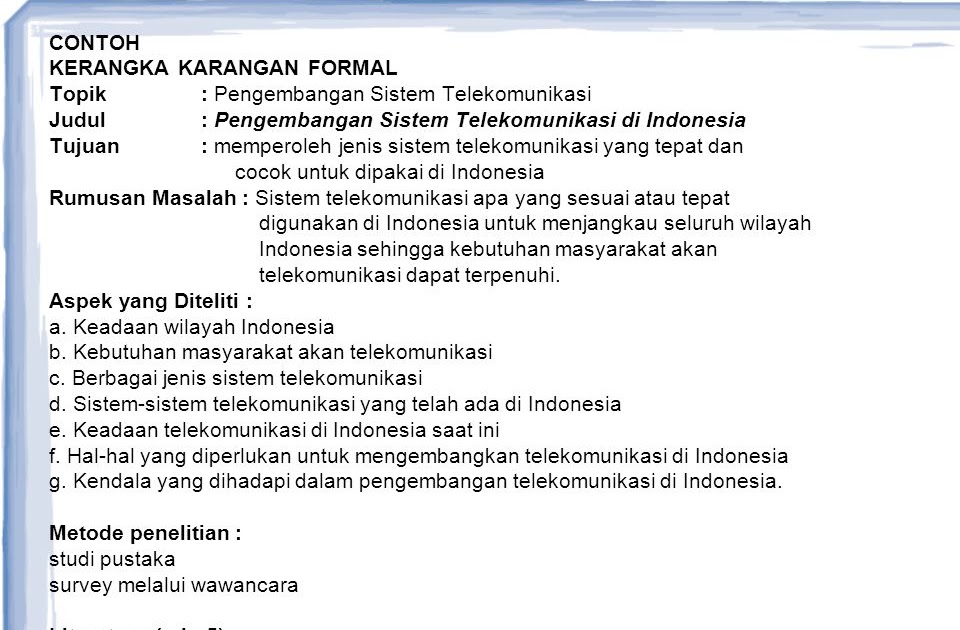 Contoh Kerangka Karangan Tentang Kesehatan Contoh Resource