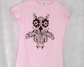 FOREST GUARDIAN Screen Printed Tee Shirt Pink and Brown