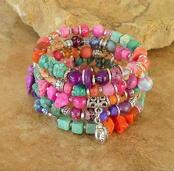 http://www.pinterest.com/pin/58828338857088090/ Bohemian Bracelet Colorful Bracelet Southwest by BohoStyleMe