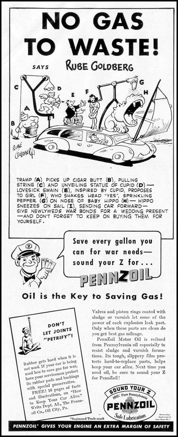 PENNZOIL MOTOR OIL
LIFE
11/08/1943
p. 8 PENNZOIL MOTOR OIL
LIFE
11/08/1943
p. 8