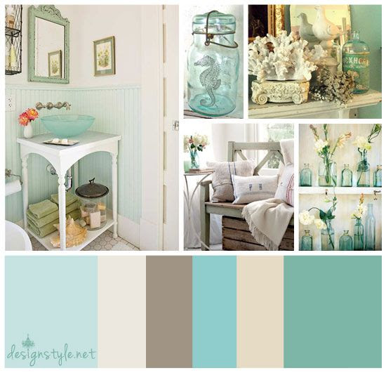 Vintage color palette, Beach Bungalow with accents of blue, teal, brown and beige. Vintage color palette, Beach Bungalow with accents of blue, teal, brown and beige.
