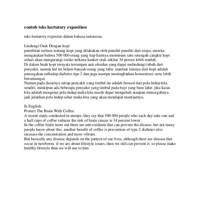 Contoh Hortatory Exposition Beserta Thesis Argument Dan