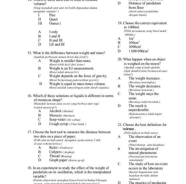 Soalan Objektif Rbt Tingkatan 2