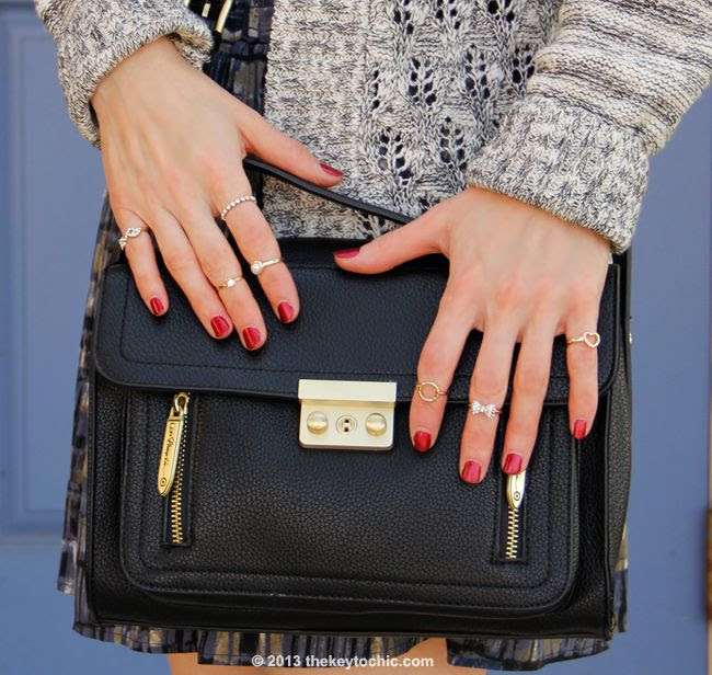 Charlotte Russe midi rings and Phillip Lim for Target black top handle satchel