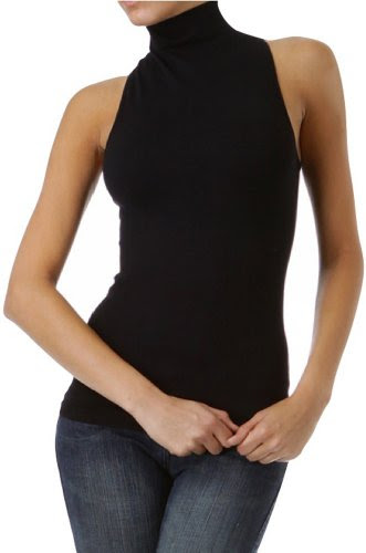 ToBeInStyle Turtleneck Racerback Sleeveless Top Tank Shirt - Black ...