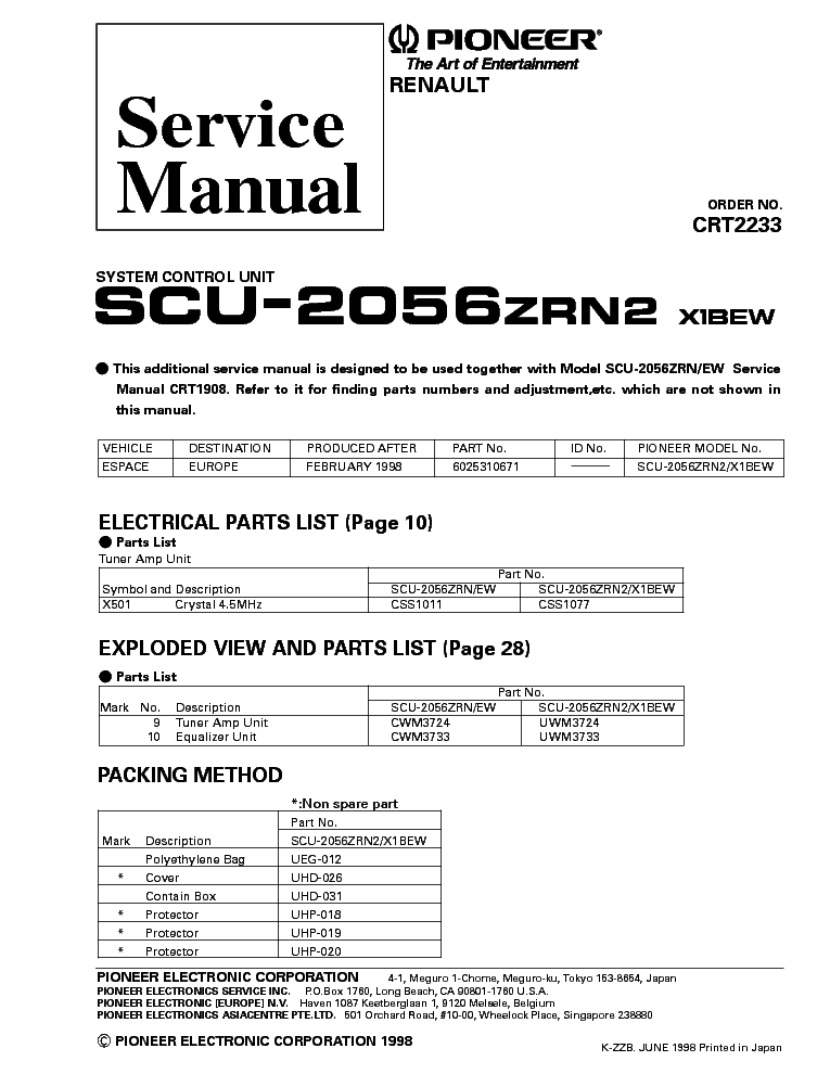 Wiring Diagram For A Pioneer Wbu-P2400Bt / Pioneer Avh 1400 Wiring
