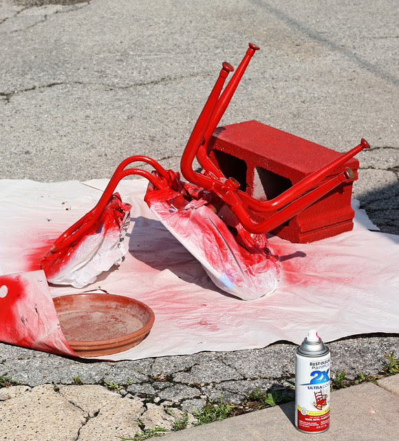 spray painting legs