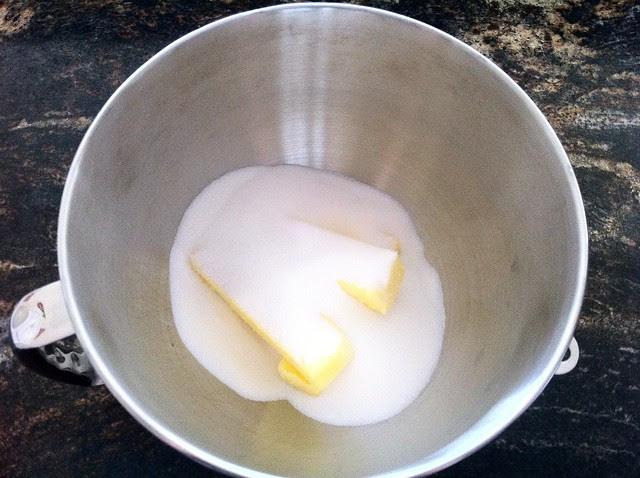 Butter and Sugar in Mixing Bowl
