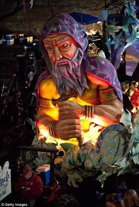 Ominous: Mardi Gras floats in the 2012 Krewe of Proteus Parade on Monday night