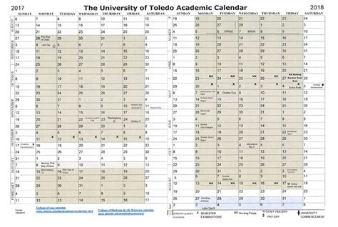 University Of Toledo Academic Calendar - Time Table