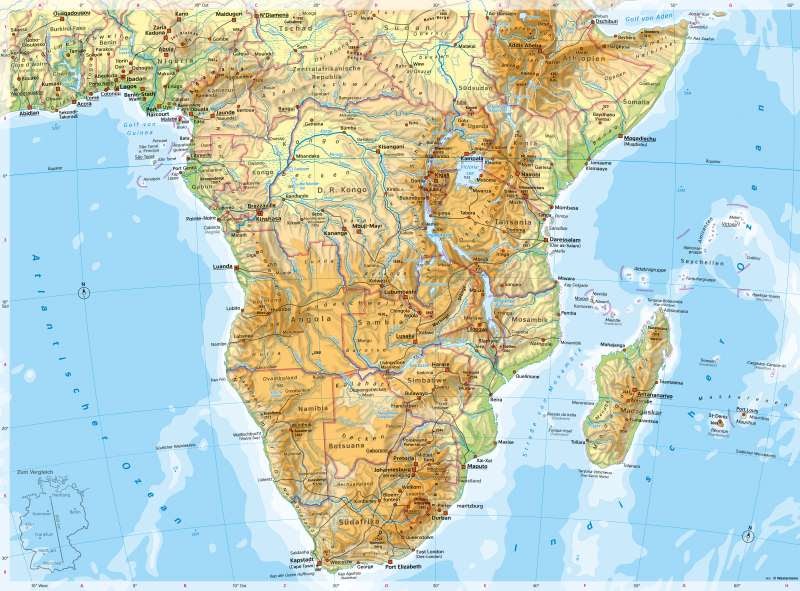 Afrika Karte Mit Flüssen | Rurradweg Karte