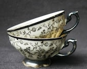The two black cups. Pair of vintage porcelain teacups. - MademoiselleChipotte
