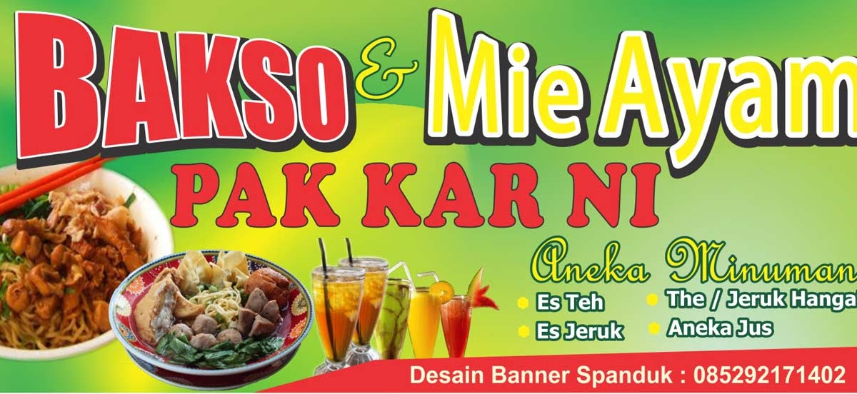 Contoh Gambar Spanduk Mie Ayam  Bakso desain banner kekinian