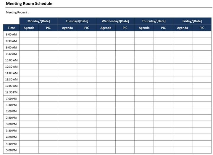 Booking Calendar Template Excel - Meeting Room Schedule Template / Make