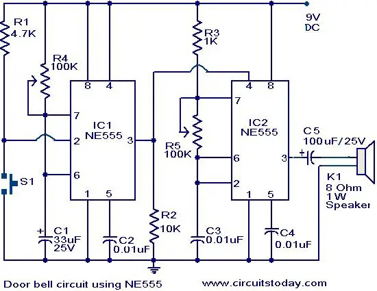 ELECTRONICA: Campana con NE555 standard doorbell wiring diagram 