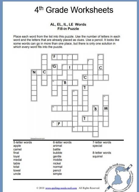 35+ Spelling Crossword Puzzle Worksheets - irredee.blogspot.com