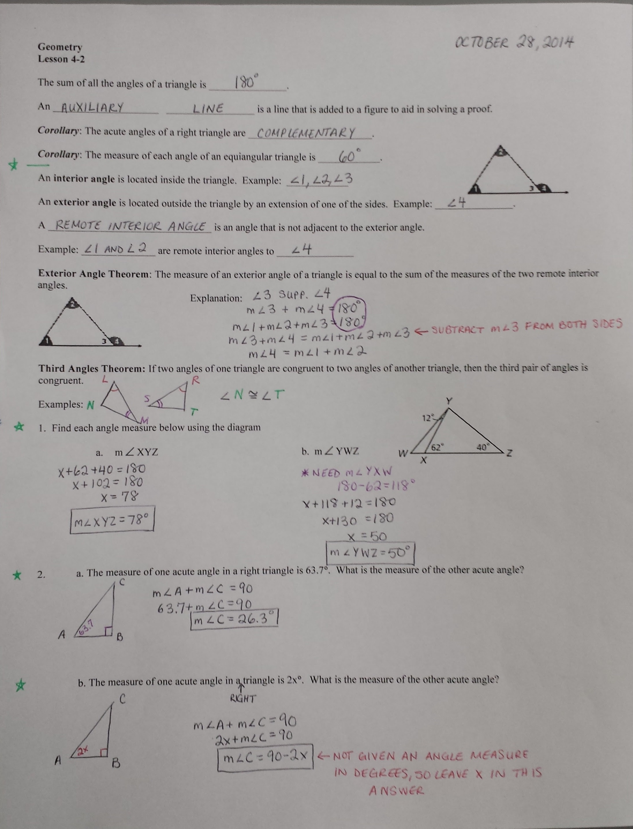 unit 4 homework 4 congruent triangles answer key