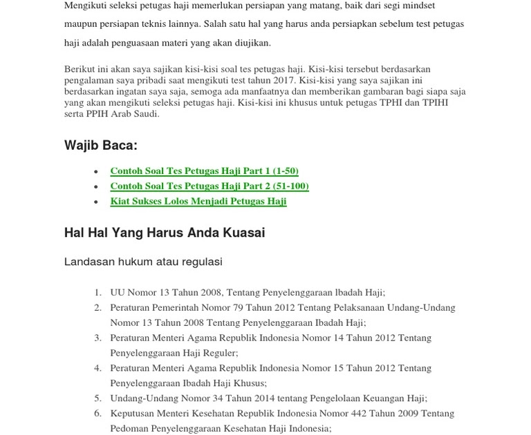 Soal Tes Petugas Haji Terbaru Part 1 Ruang Soal
