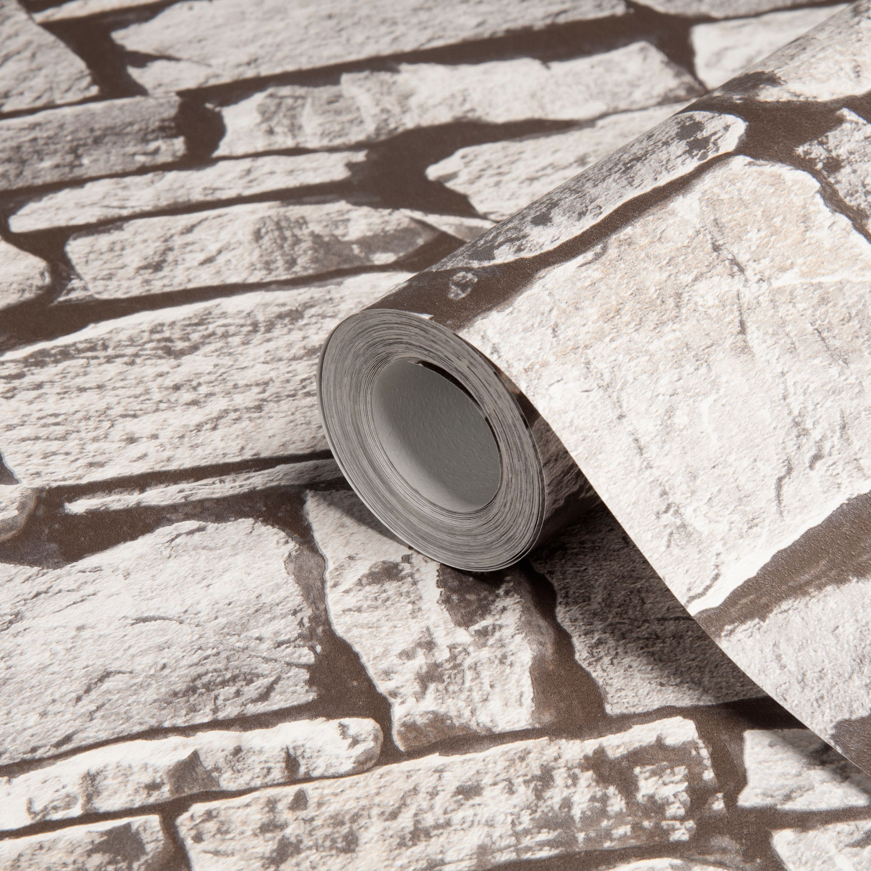 Colours Grey Stone Effect Wallpaper Clearance DIY At BQ Colours Grey Stone Effect Wallpaper Clearance DIY At BQ
