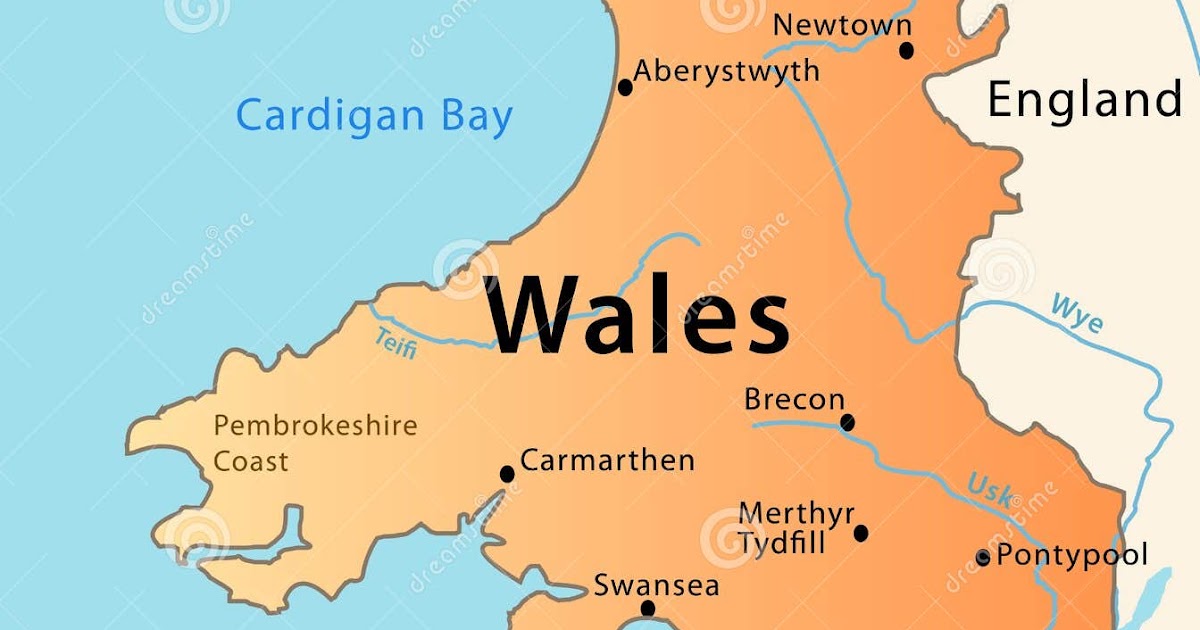 Wales Karte - Karte Von Wales Bundesland Provinz In Grossbritannien ...