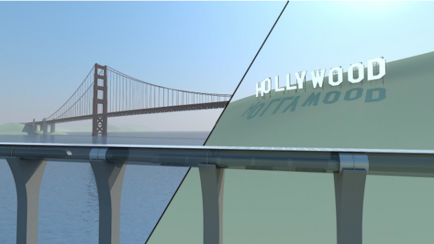 Les tubes de l'Hyperloop entre Los Angeles et San Francisco Les tubes de l'Hyperloop entre Los Angeles et San Francisco