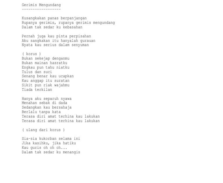 Lirik Lagu Gerimis Mengundang - markulambang