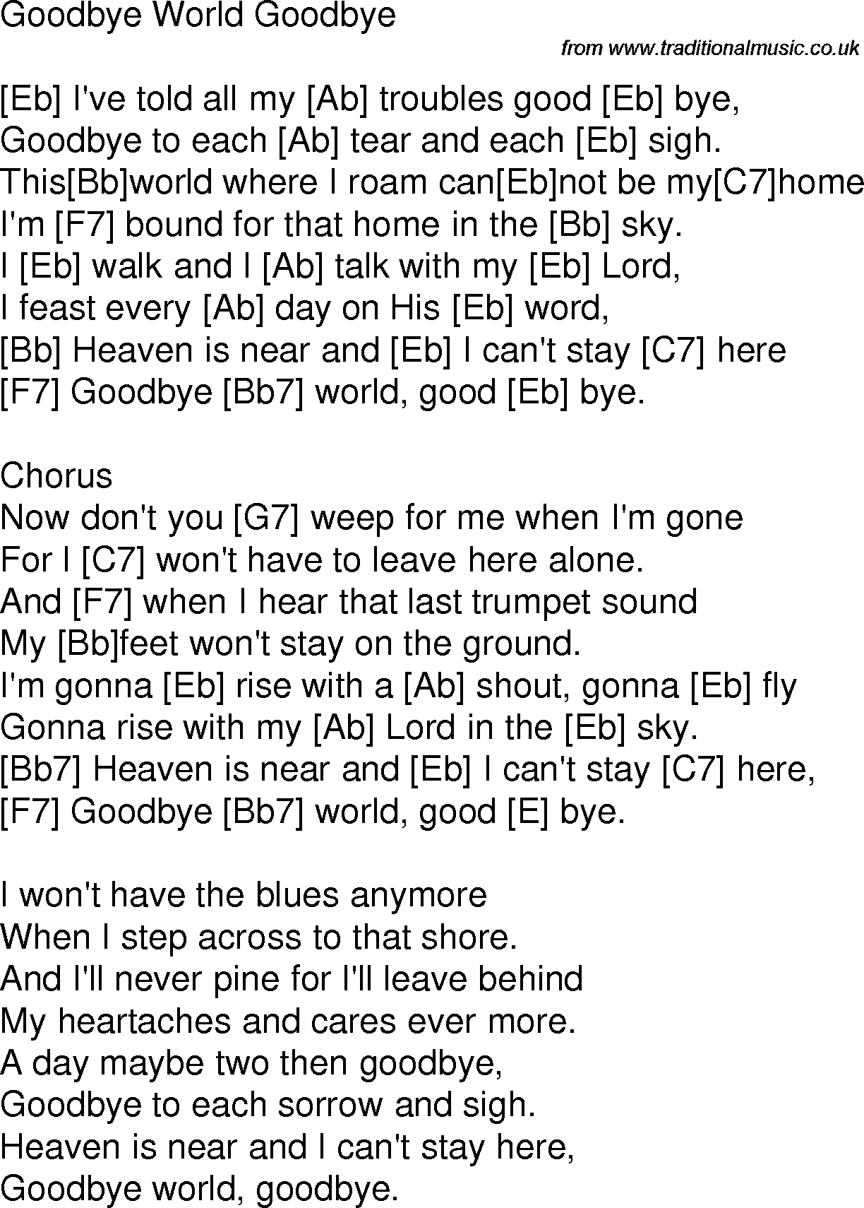 Farewell Song 歌詞 Key