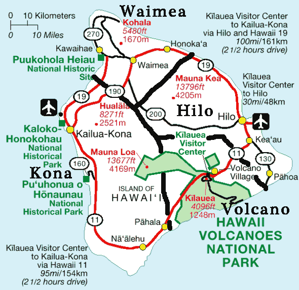 Map Of Kona Hawaii