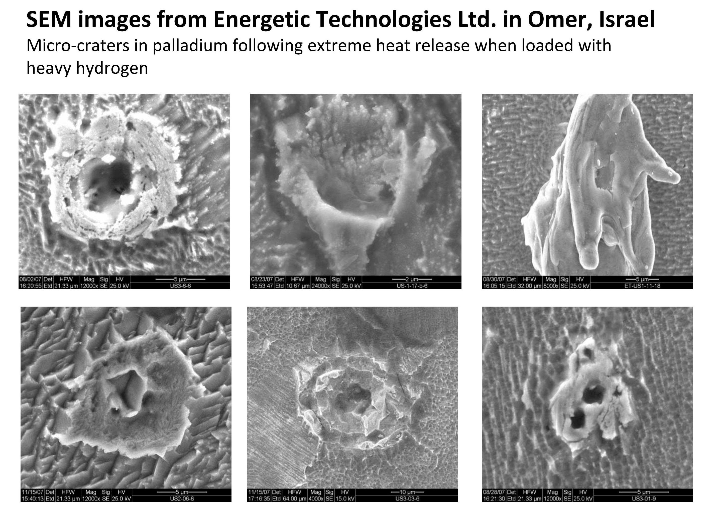 SEM images from Energetic Technologies Ltd. in Omer, Israel