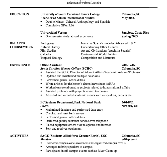 abroad jobs resume format