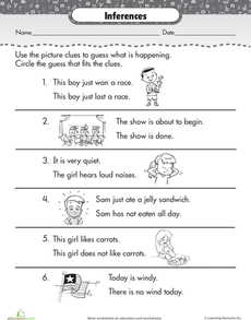 Inferences Worksheet 1st Grade - worksheet