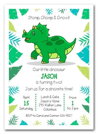 Triceratops Dinosaur Birthday Party Invitations Triceratops Dinosaur Birthday Party Invitations