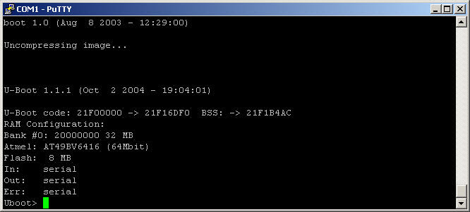 U-Boot Initial Dialog Upon Power-Up/Reset