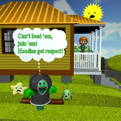 Broccoli says: Can't beat em, join em! Hoodies get respect.