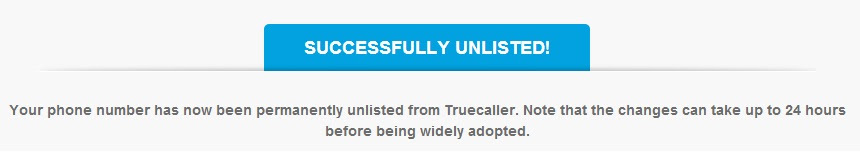 TrueCaller Unlist Successful , Number From TrueCaller
