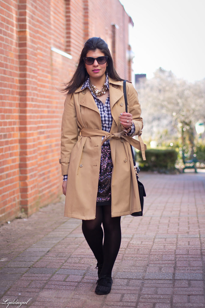 sequin gingham ankle gown