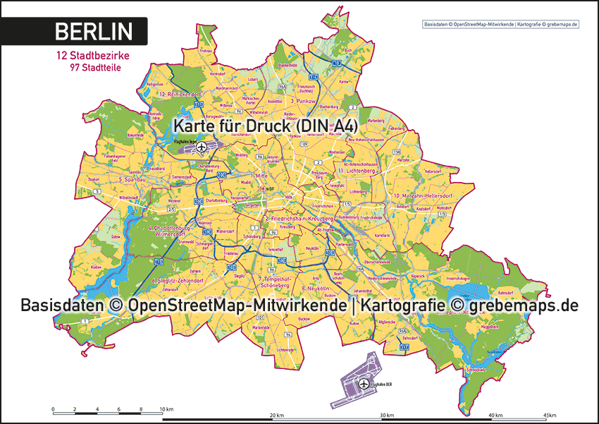 Berlin Stadtplan Karte : Stadtplan Berlin Download Karte - Demers