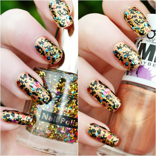 NOTD Glitter Leopard Print Nails Makeup Savvy makeup and beauty blog