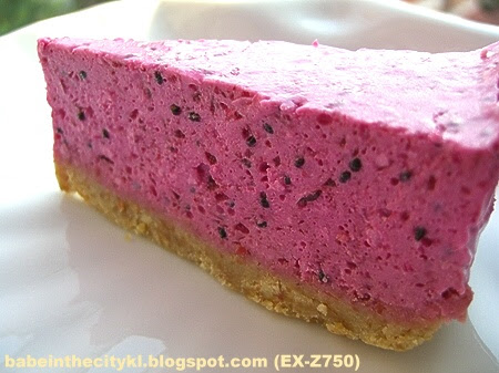 Red Dragonfruit Cheesecake sliced