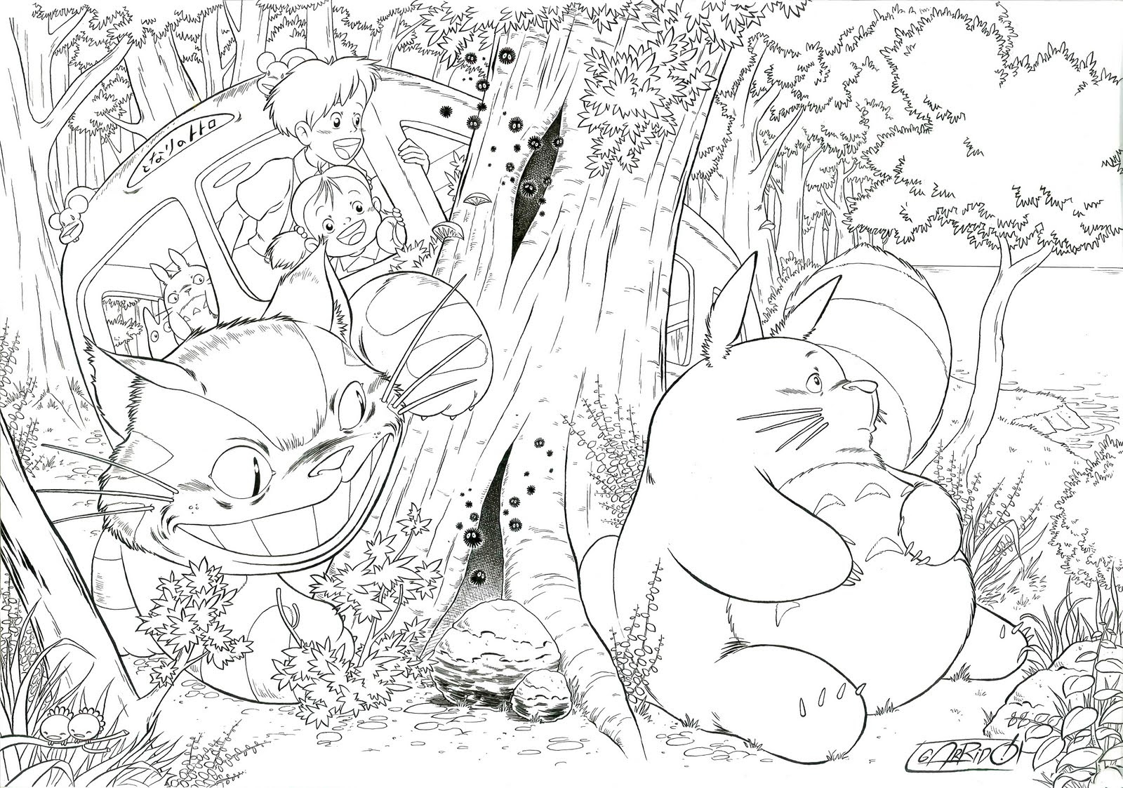Belle Coloriage totoro Chat Bus  30000 ++ collections de pages à