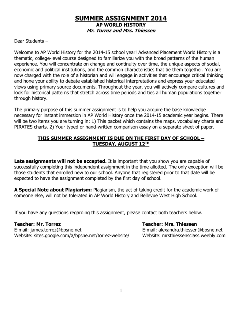 Ap world essay format picture