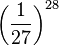 \left(\frac{1}{27}\right)^{28}