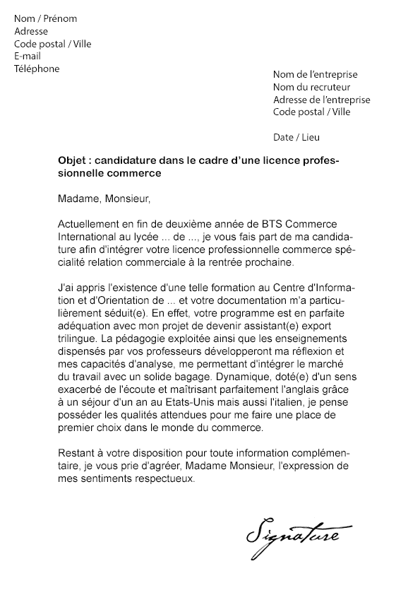 Lettre De Motivation Pour Alternance Commerce  Exemple Lettre De