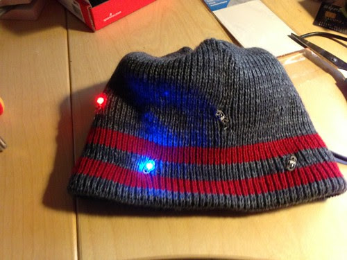 Hat with blinking LEDs