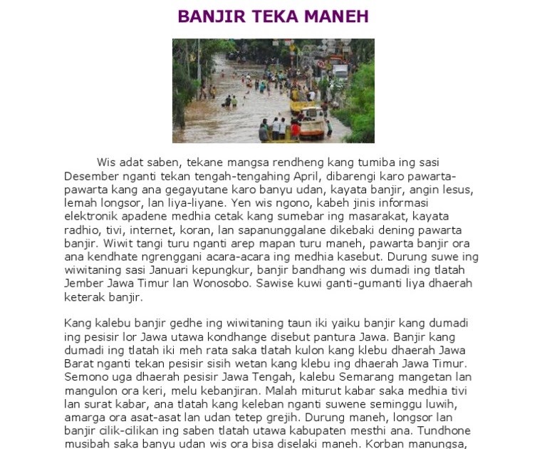 Berita Banjir Bahasa Jawa Singkat Gue Viral