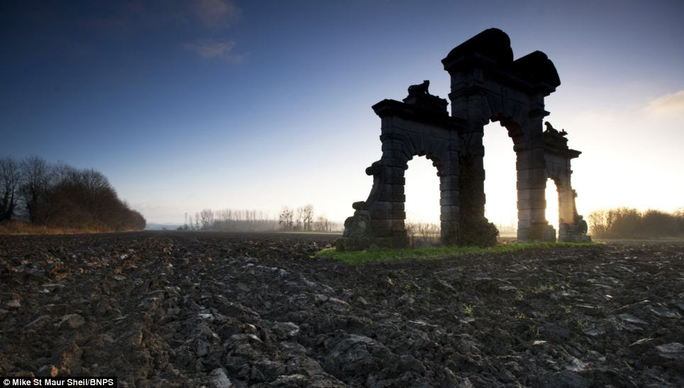 Ruins: The remains of the Chateau de Soupir after the village in northern France was cleared by elite British unit, the Brigade of Guards on the 14th September 1914